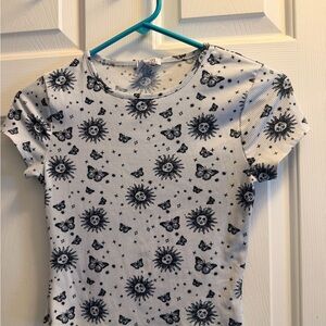 Rue21 Black and White Sun Butterfly Crop Top